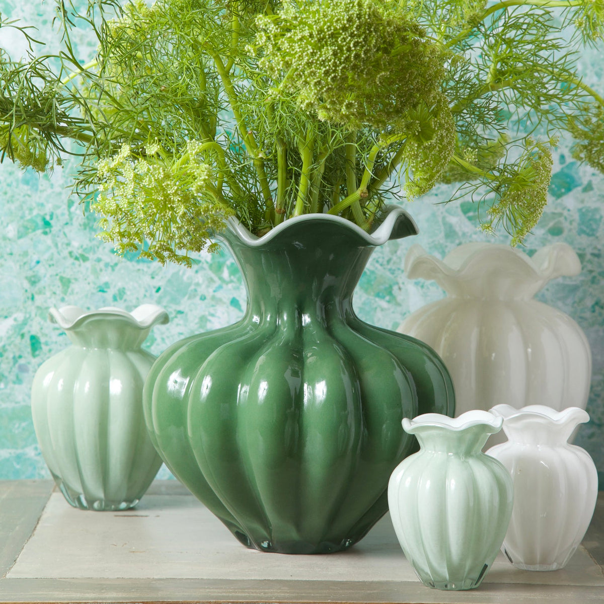 GLASS Petal Small Vase Set of 2 (Cream)