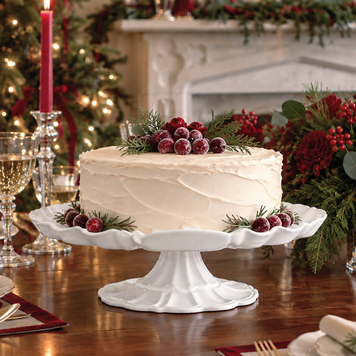 VIDA Tuscany Pedestal Cake Plate (White)