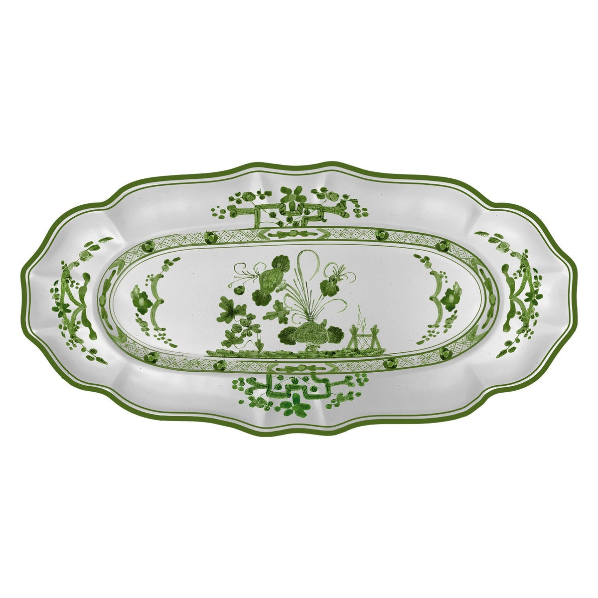 VIDA Faenza Long Oval Tray (Green and White)