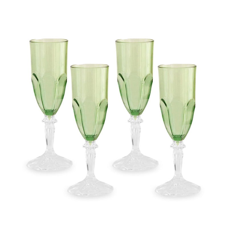 VIDA Octavia Acrylic Flute Set of 4 (Green) 8 fl oz