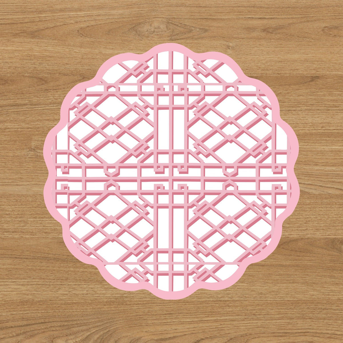 VIDA Floral and Trellis Reversible Placemats Set of 4 (Multi & Pink)