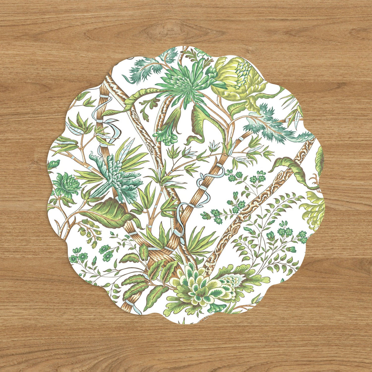 VIDA Chinoiserie and Tropical Reversible Placemats Set of 4 (Brown and Floral)