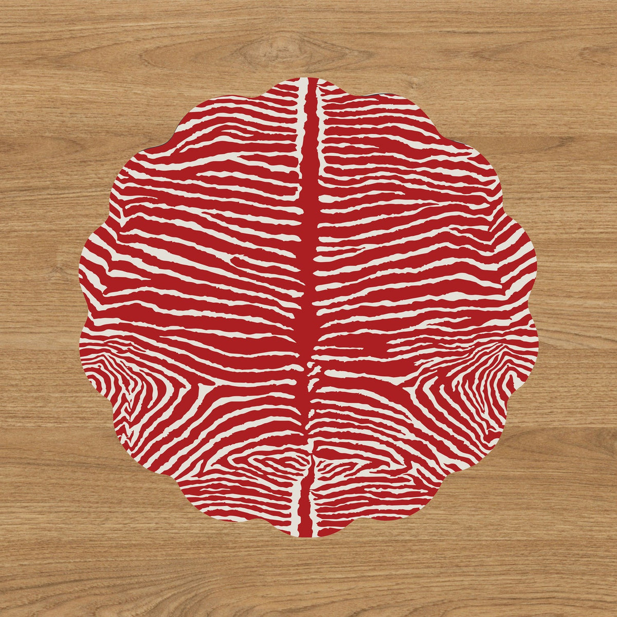 VIDA Zebra and Floral Reversible Placemats Set of 4 (Red & Multi)