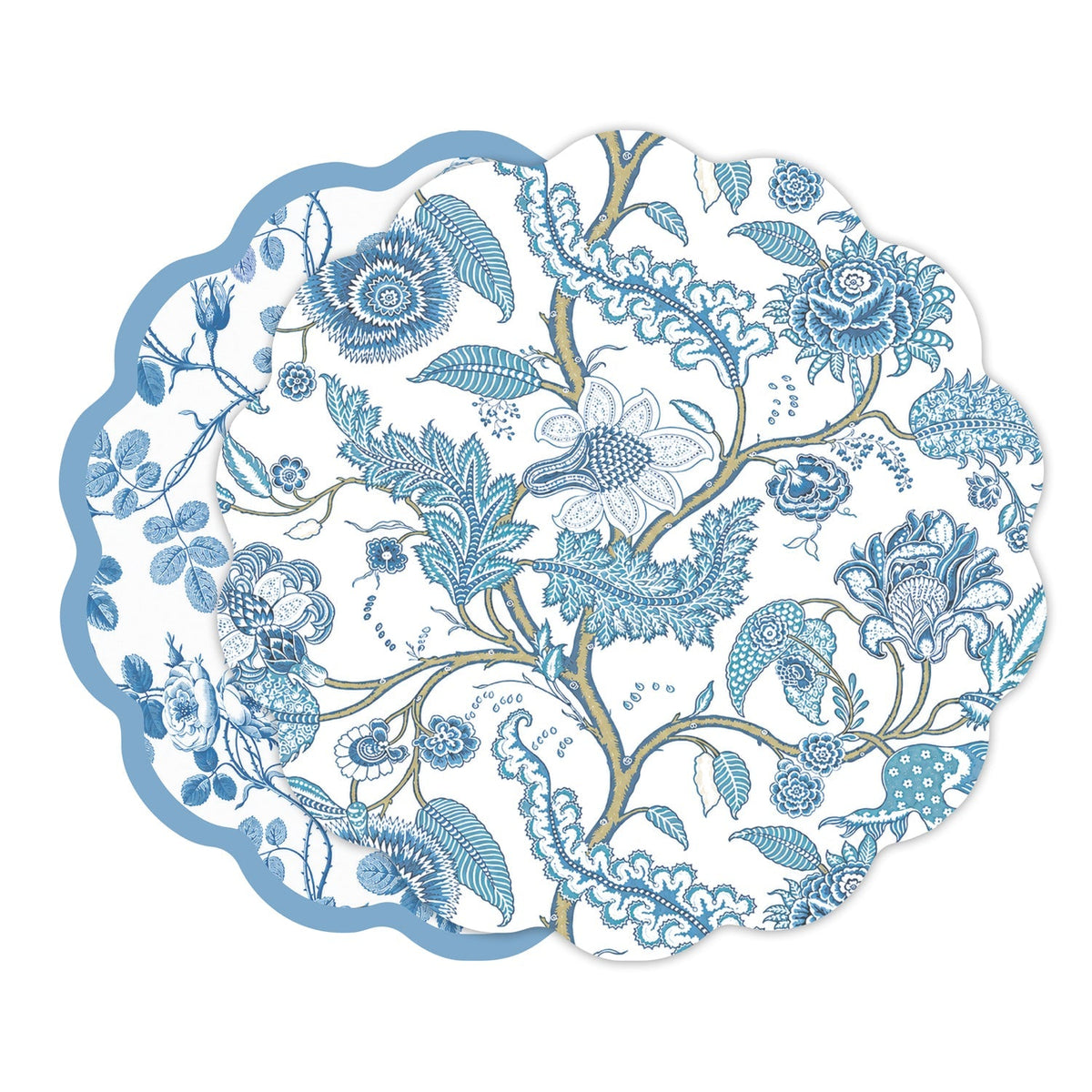 VIDA Blooms and Branches Reversible Placemats Set of 4 (Blue & White)