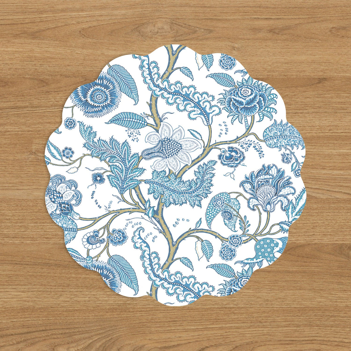 VIDA Blooms and Branches Reversible Placemats Set of 4 (Blue & White)