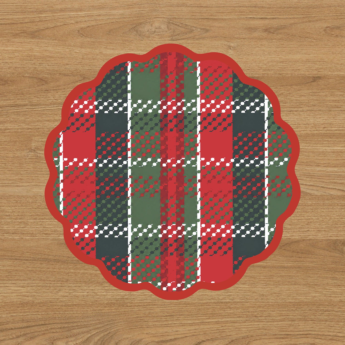 VIDA Nutcracker and Plaid Reversible Placemats Set of 4 (Red and Green)