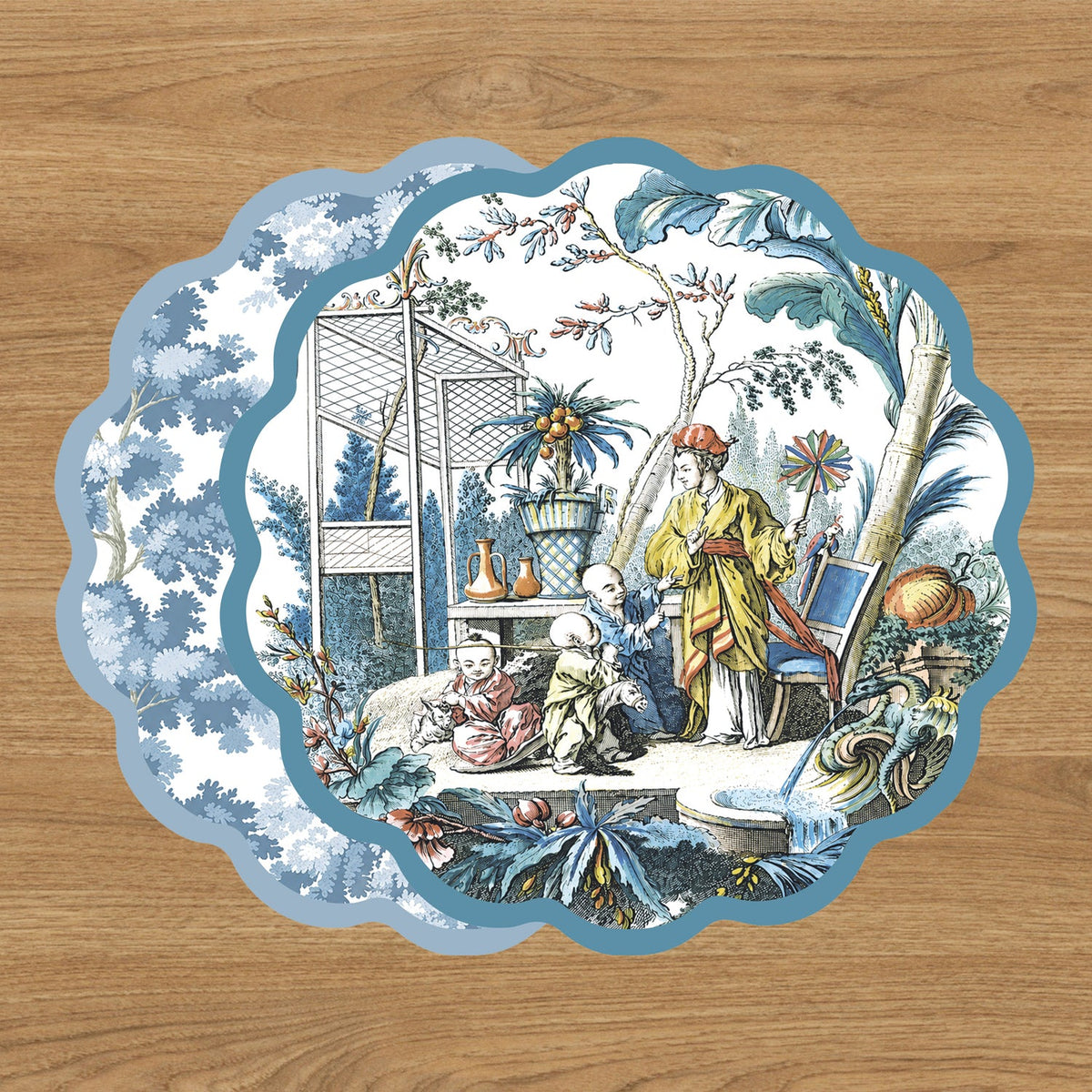 VIDA Chinoiserie and Branches Reversible Placemats Set of 4 (Blue and White)