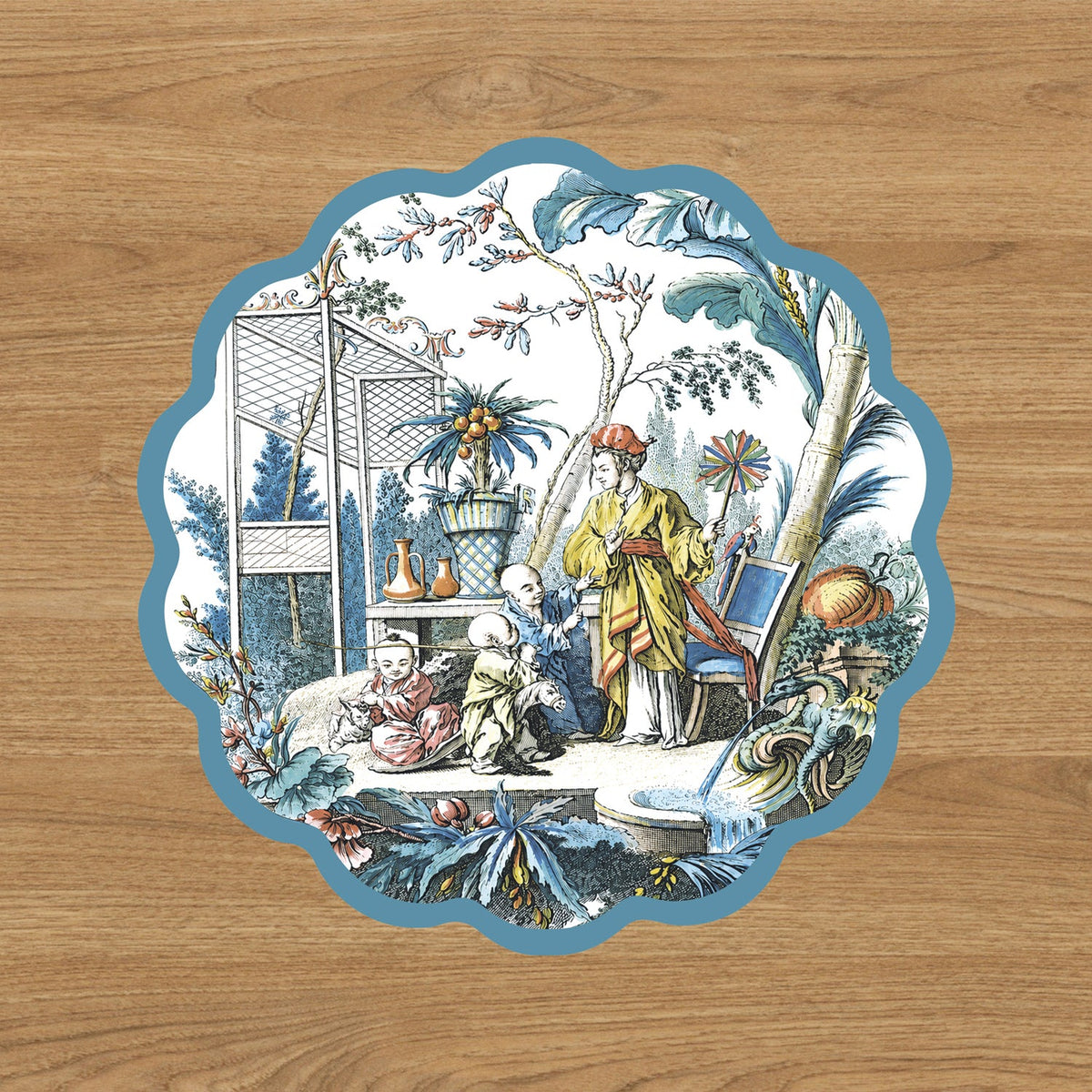 VIDA Chinoiserie and Branches Reversible Placemats Set of 4 (Blue and White)