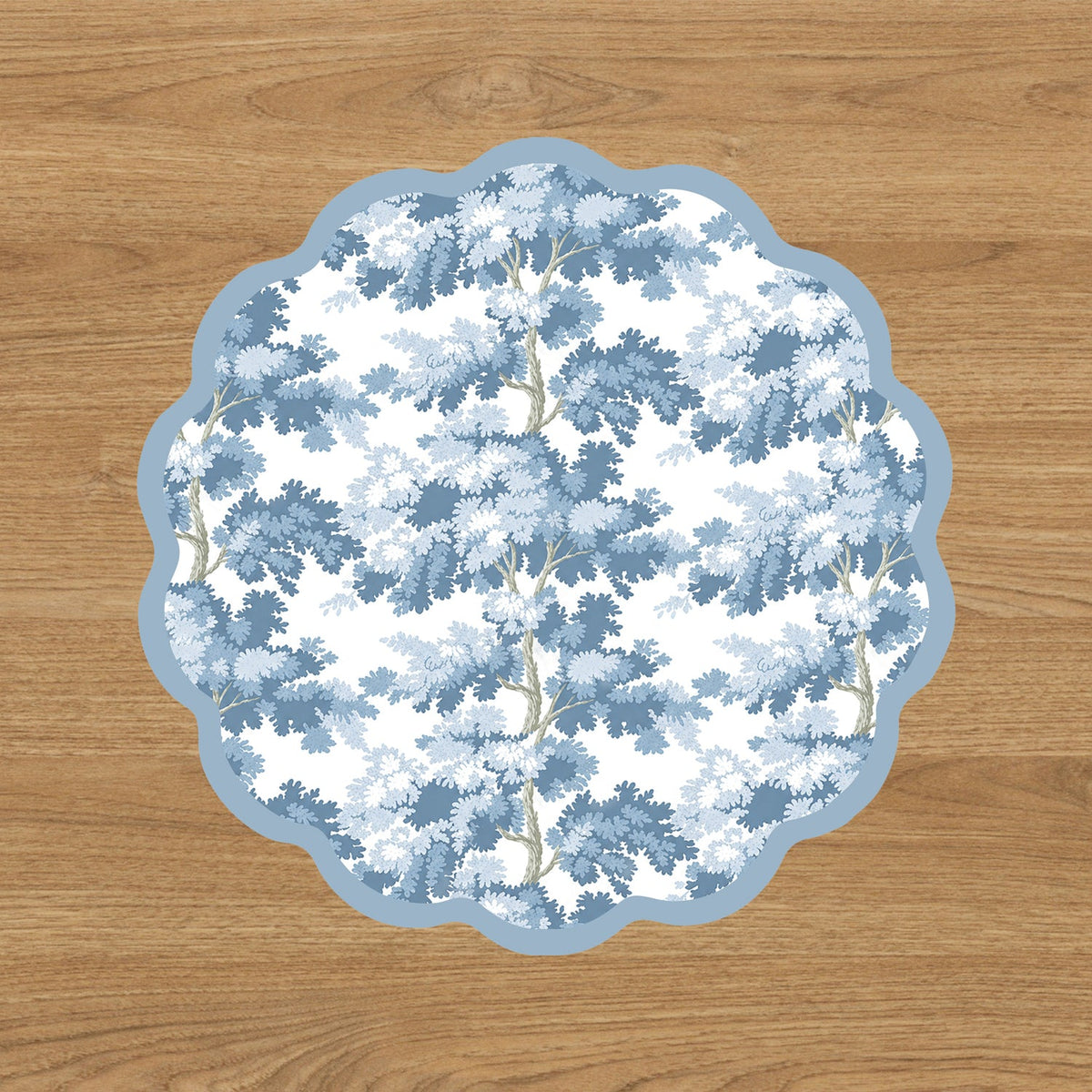 VIDA Chinoiserie and Branches Reversible Placemats Set of 4 (Blue and White)