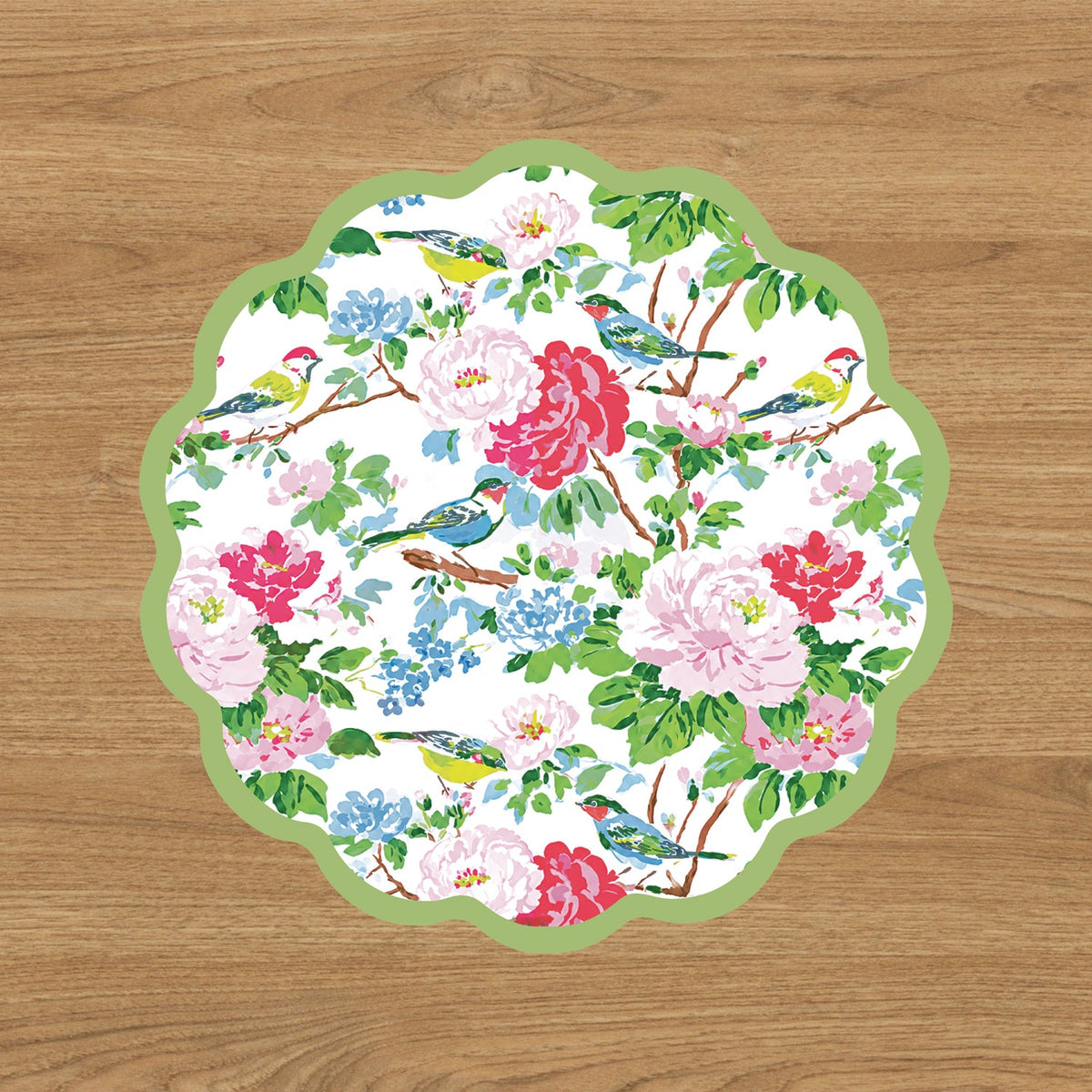 VIDA Blue Birds and Leaves Reversible Placemats Set of 4 (Blue & Green)