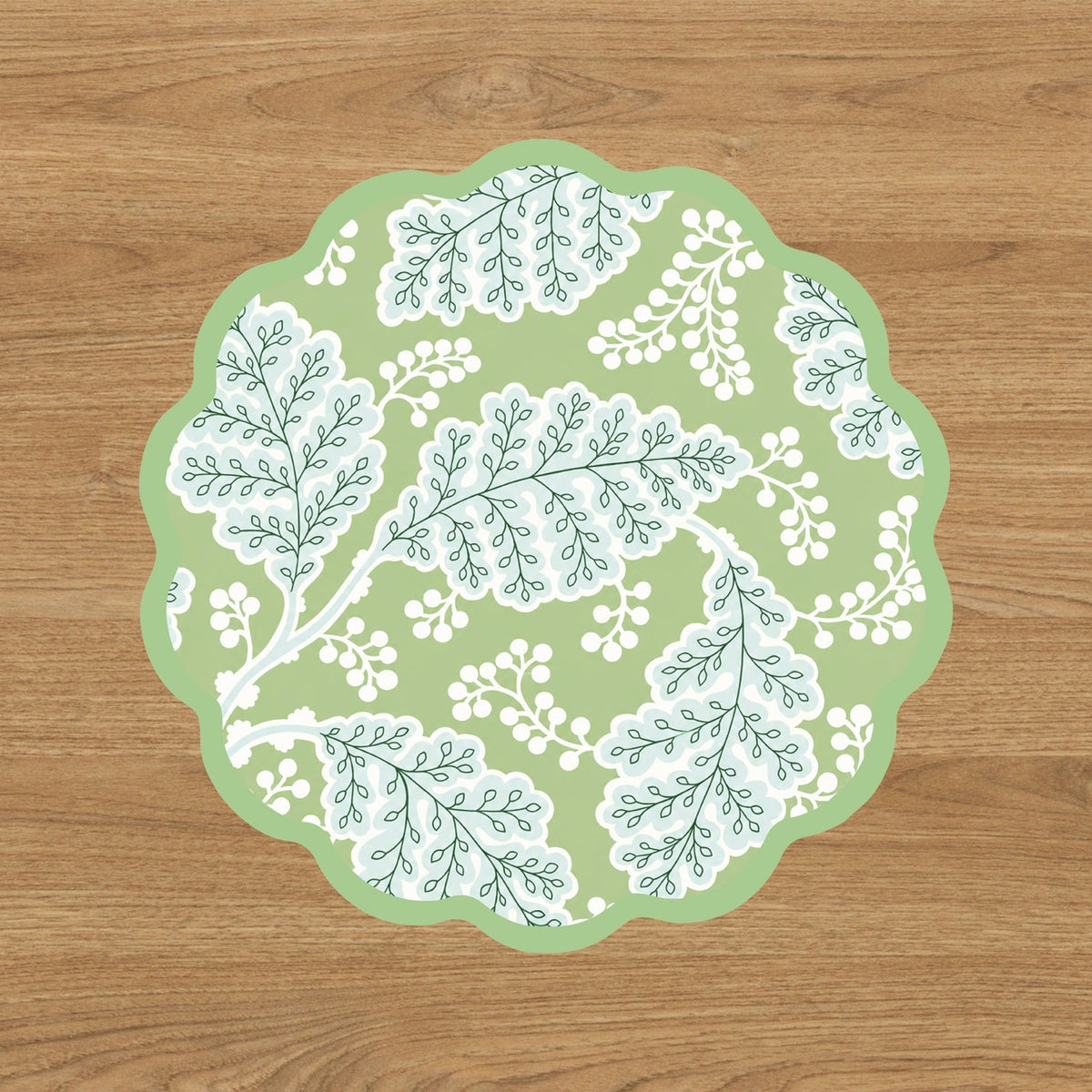 VIDA Blue Birds and Leaves Reversible Placemats Set of 4 (Blue & Green)