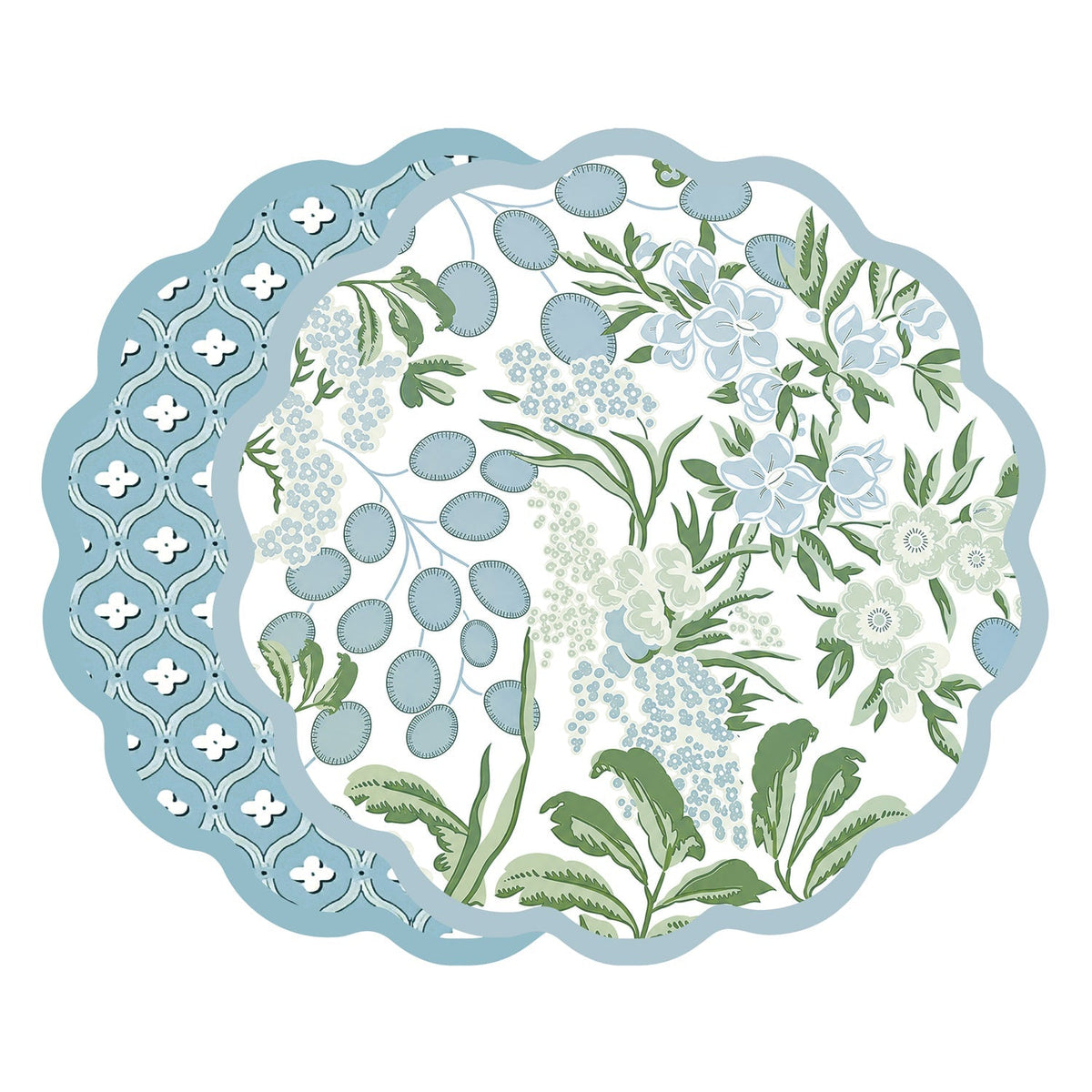 VIDA Floral and Flowers Reversible Placemats Set of 4 (Slate & Green)