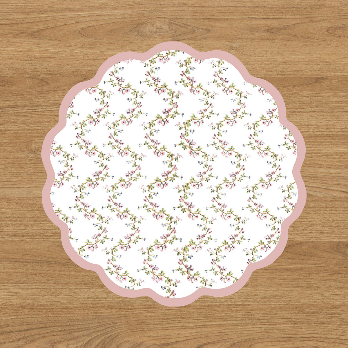 VIDA Birds, Pears and Vines Reversible Placemats Set of 4 (Pink & Green)