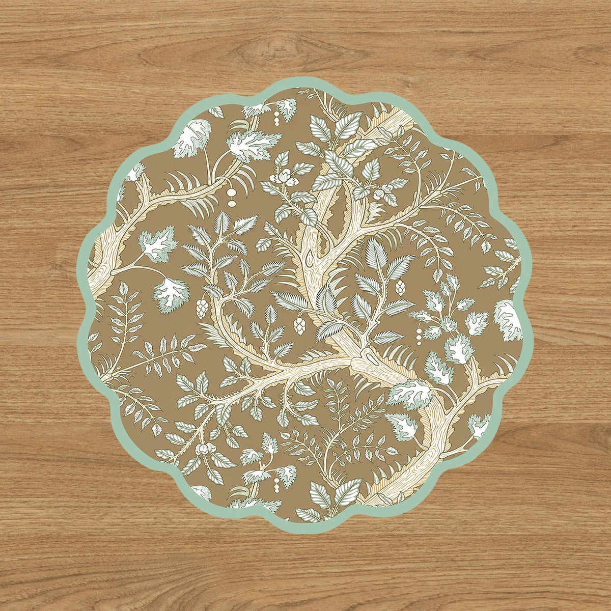 VIDA Forest Animals and Branches Reversible Placemats Set of 4 (Green & Brown)