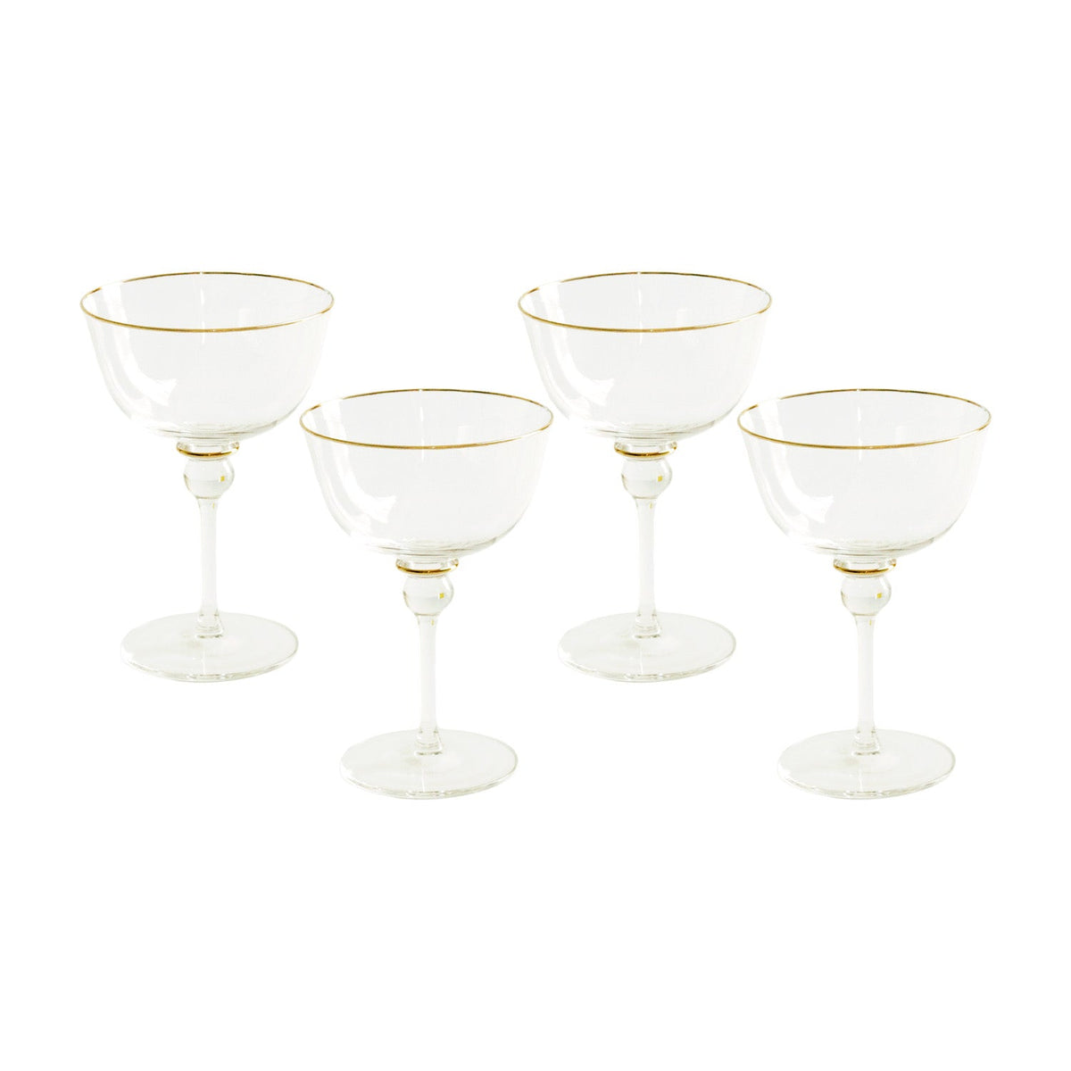 GLASS Lucette Coupe with Gold Rim Set of 4 (Clear and Gold) 10 fl oz