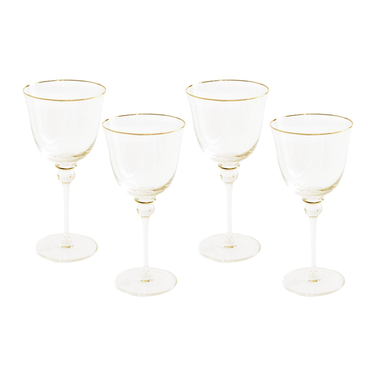 GLASS Lucette All Purpose Glass with Gold Rim Set of 4 (Clear and Gold) 12 fl oz