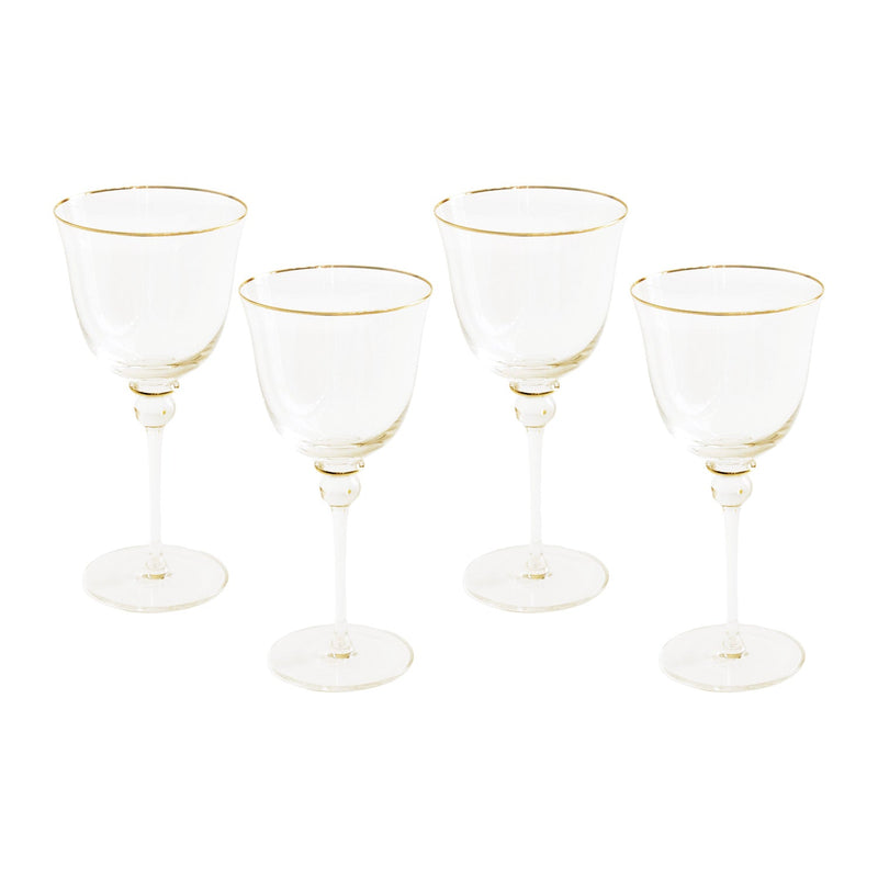 GLASS Lucette All Purpose Glass with Gold Rim Set of 4 (Clear and Gold) 12 fl oz