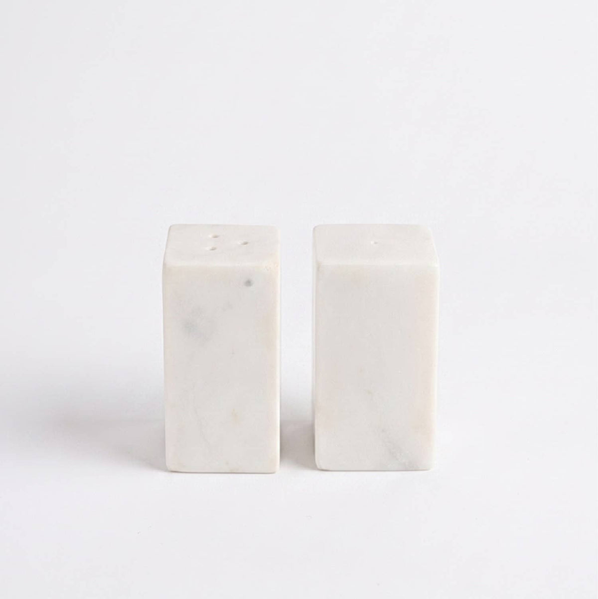 Set of 2 White Marble Square Salt & Pepper Shakers