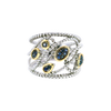 Deep Blue Sapphire Orbit Ring in Sterling Silver & 14K Yellow Gold