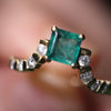 18K Yellow Gold Emerald & Diamond Band Ring