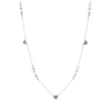 Pearl & Lab Diamond Heart Station Necklace in 14K Gold Plated Sterling Silver