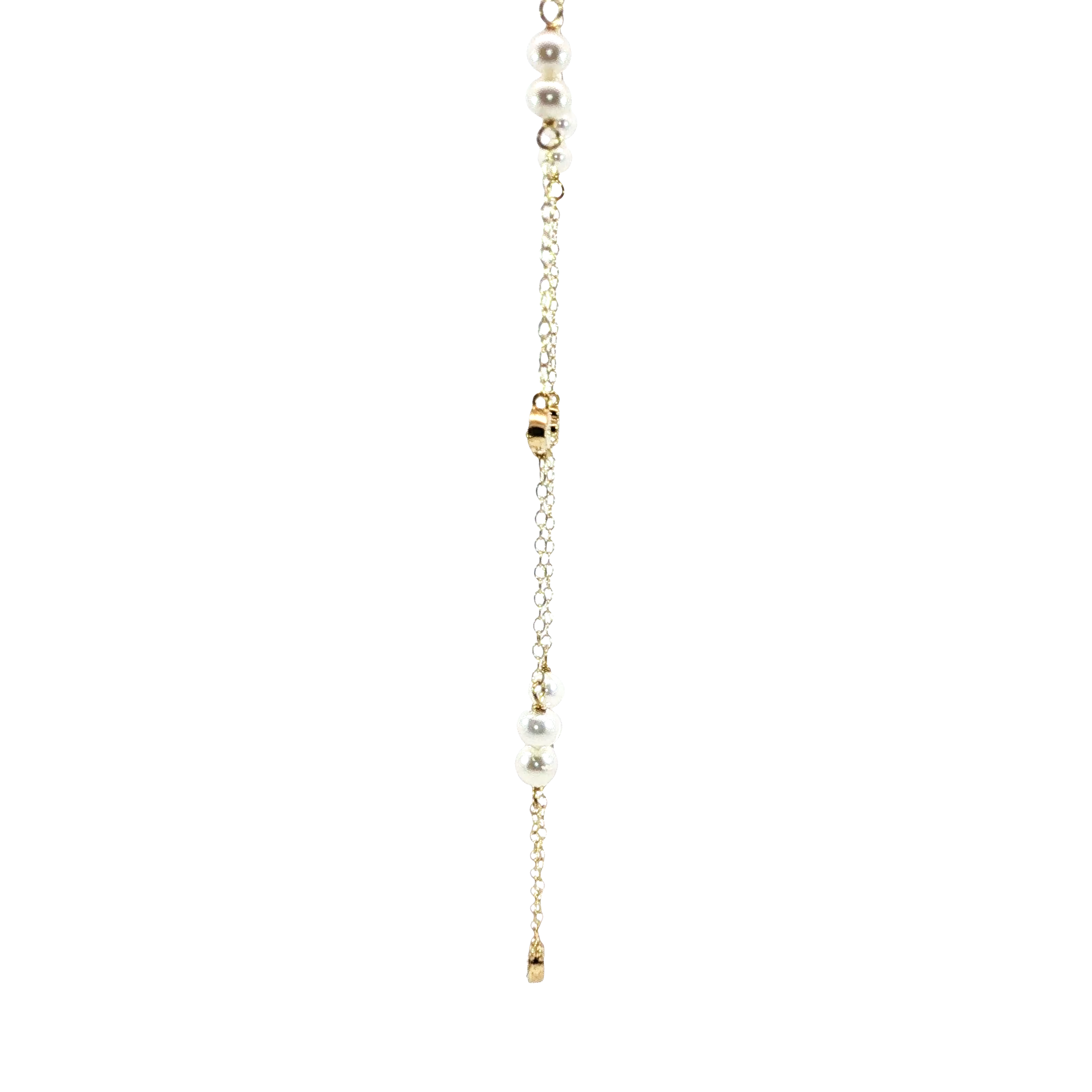 Pearl & Lab Diamond Heart Station Necklace in 14K Gold Plated Sterling Silver