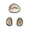 Sterling Silver Pear Quartz Cabochon Diamond Stud Earrings & Ring Set