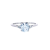 Round Brilliant Aquamarine & Diamond Three-Stone Ring in Sterling Silver