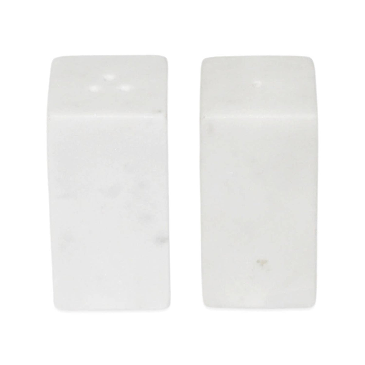 Set of 2 White Marble Square Salt & Pepper Shakers