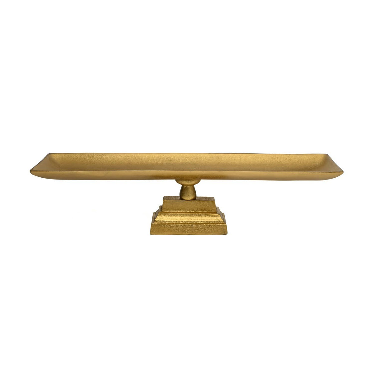 Small Cast Aluminum Tray Dish on Foot Antique Brass 23.2