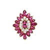Radiant Garnet Bloom Natural Diamond Ring in 18K Yellow Gold