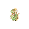 Green Garnet Mouse Brooch in 18K Yellow Gold