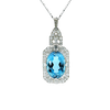 Art Deco Aquamarine & Diamond Pendant in Platinum