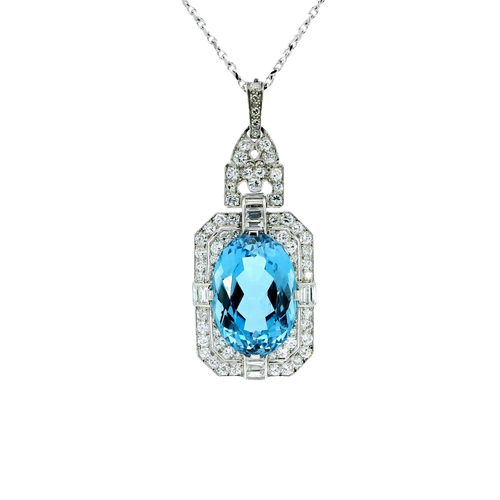 Estate Art Deco 950 Aquamarine Pendants | Carroll's