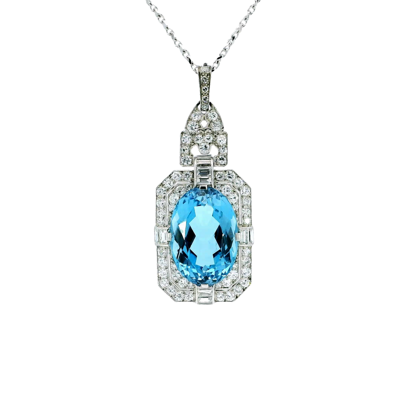 Estate Art Deco 950 Aquamarine Pendants | Carroll's