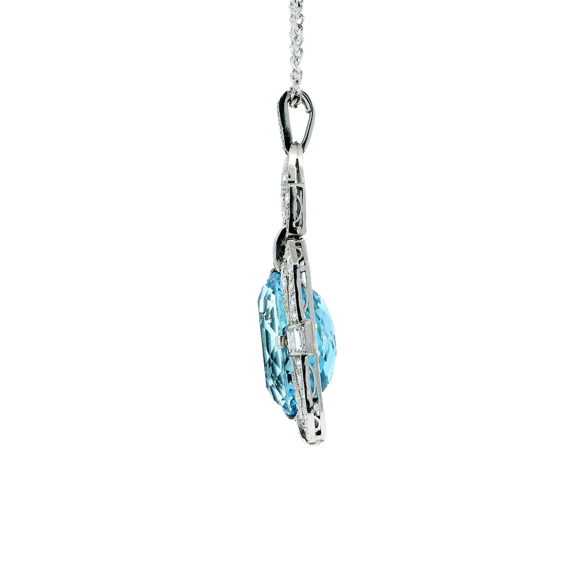 Estate Art Deco 950 Aquamarine Pendants | Carroll's (view 2)