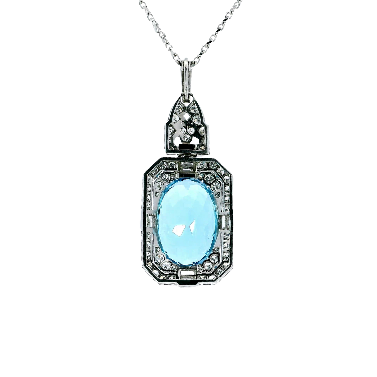 Estate Art Deco 950 Aquamarine Pendants | Carroll's (view 3)