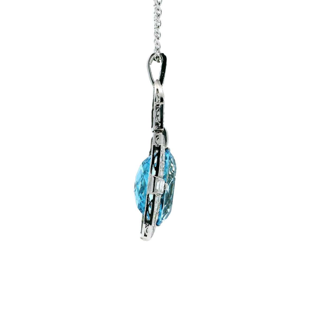 Estate Art Deco 950 Aquamarine Pendants | Carroll's (view 4)