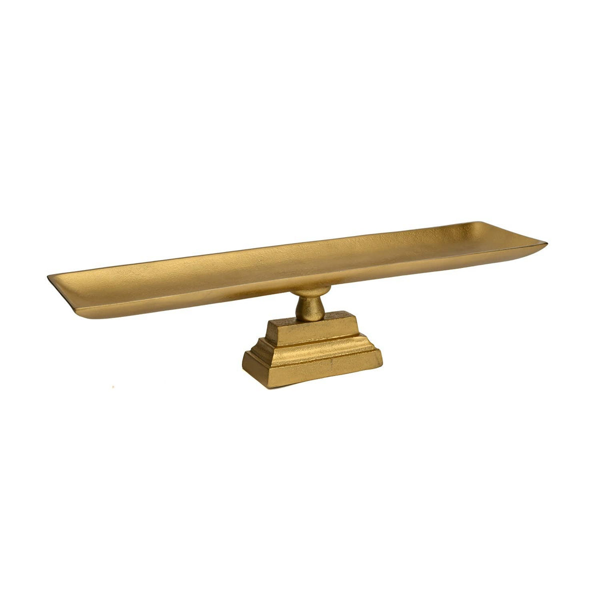 Small Cast Aluminum Tray Dish on Foot Antique Brass 23.2