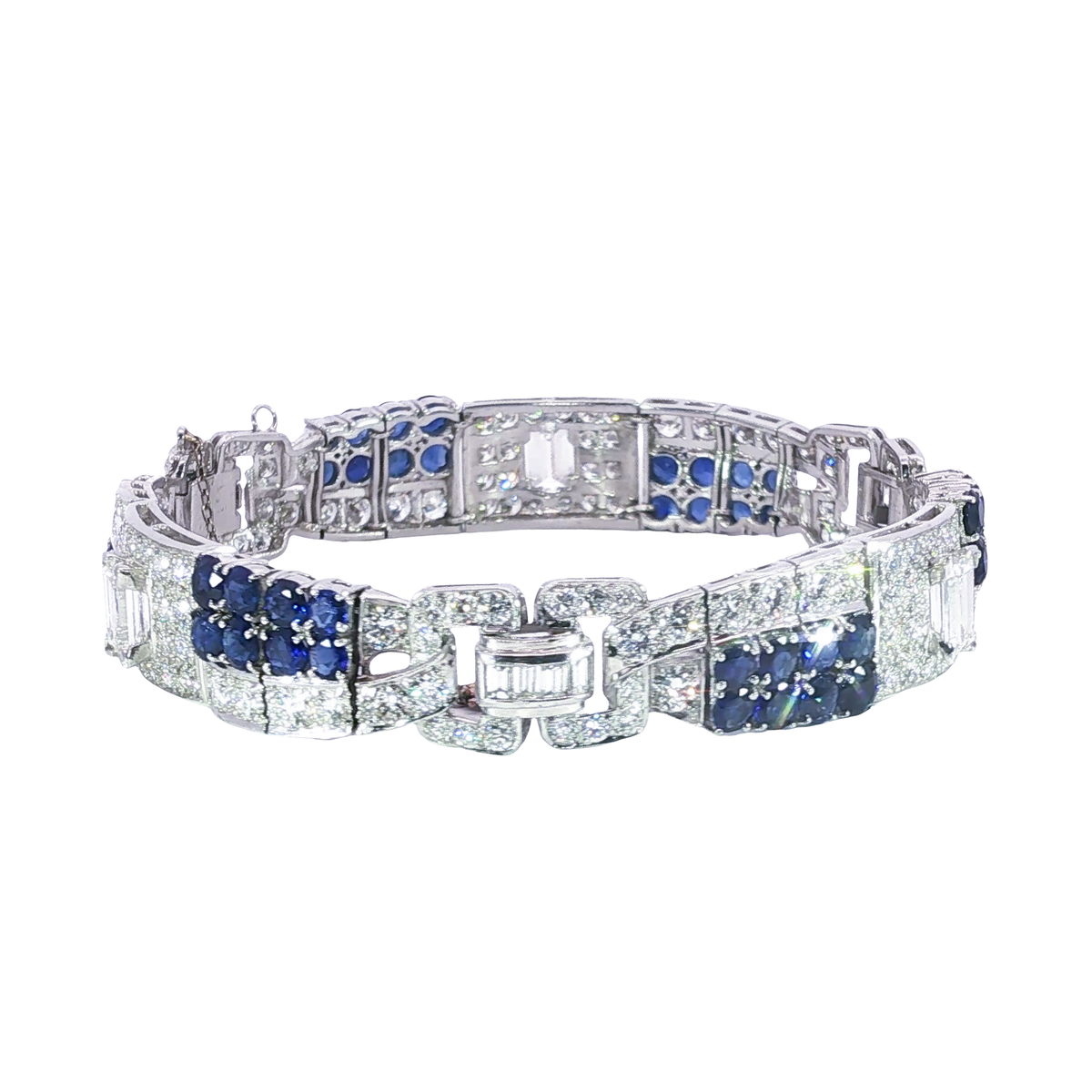 Estate Art Deco 950 Sapphire Bracelets | Carroll's (view 4)