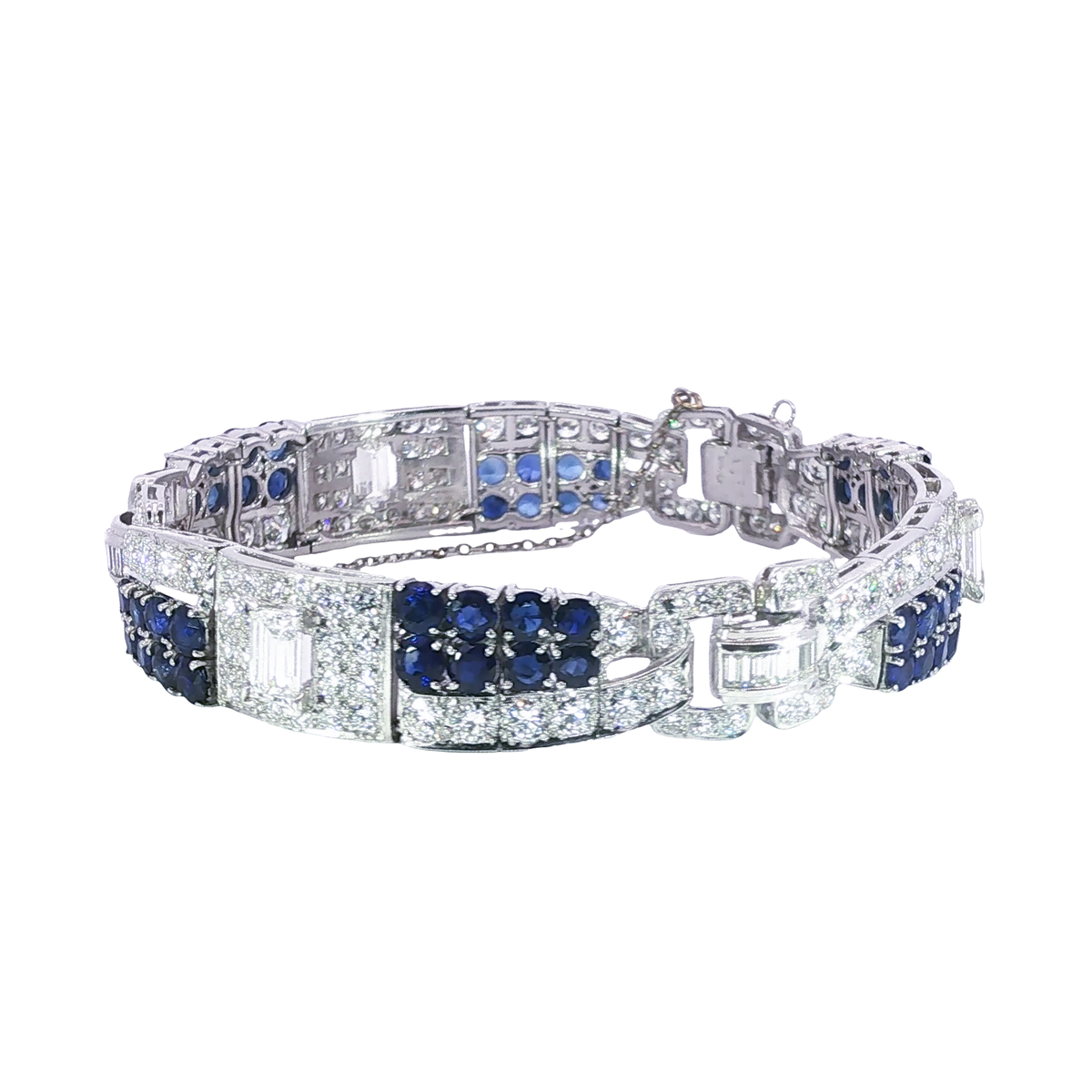 Estate Art Deco 950 Sapphire Bracelets | Carroll's (view 6)