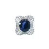 Oval Blue Sapphire & Baguette Diamond Ballerina Ring in Platinum