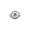 Silver Tahitian South Sea Pearl & Diamond Ring in 18K White Gold