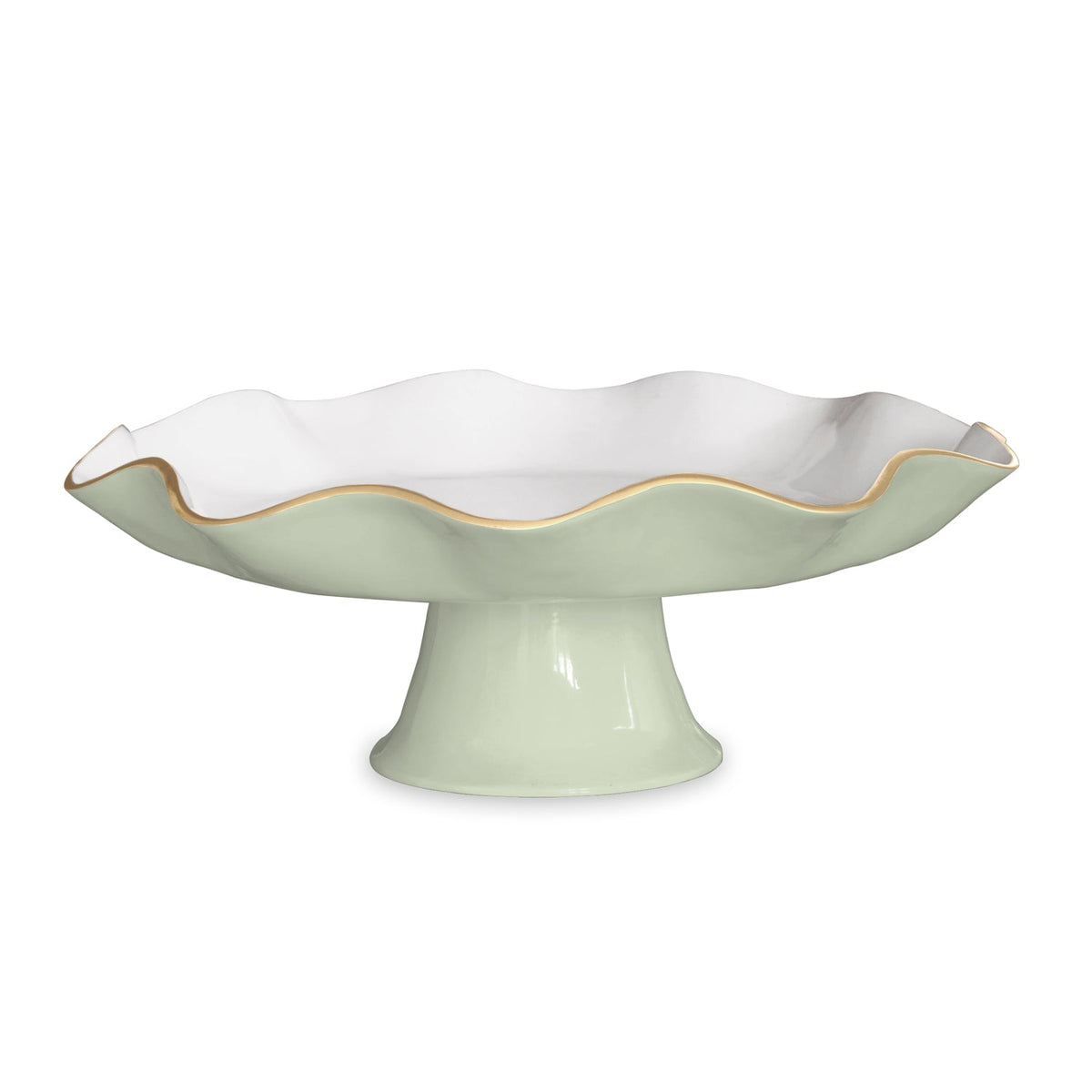 ENCANTO Carola Pedestal Cake Plate (Pistachio and White)
