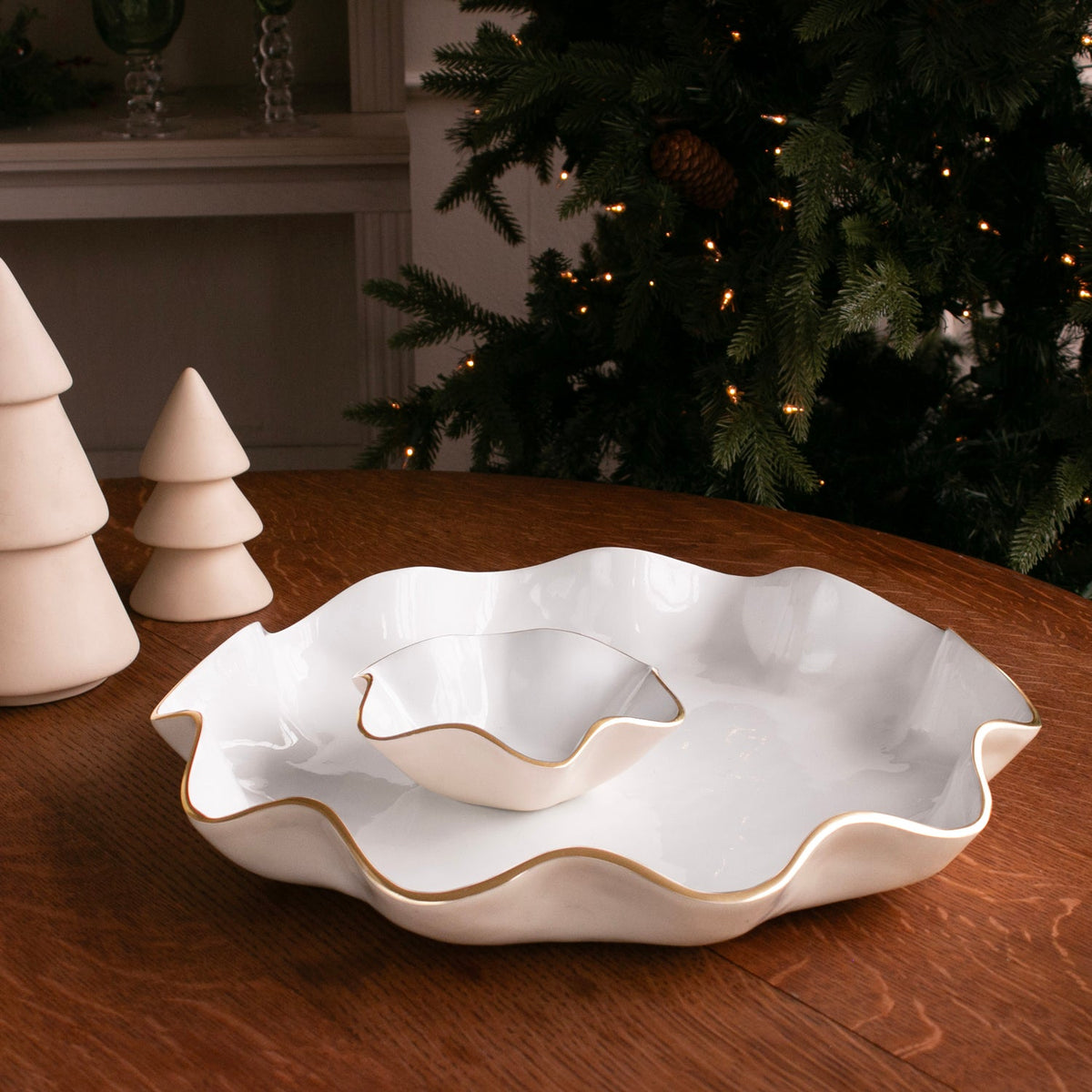 ENCANTO Carola  Small Round Bowl (Cream and White)