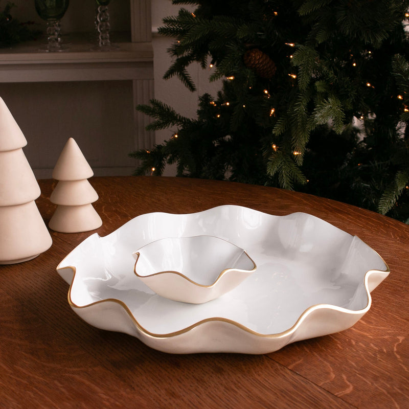 ENCANTO Carola  Small Round Bowl (Cream and White)