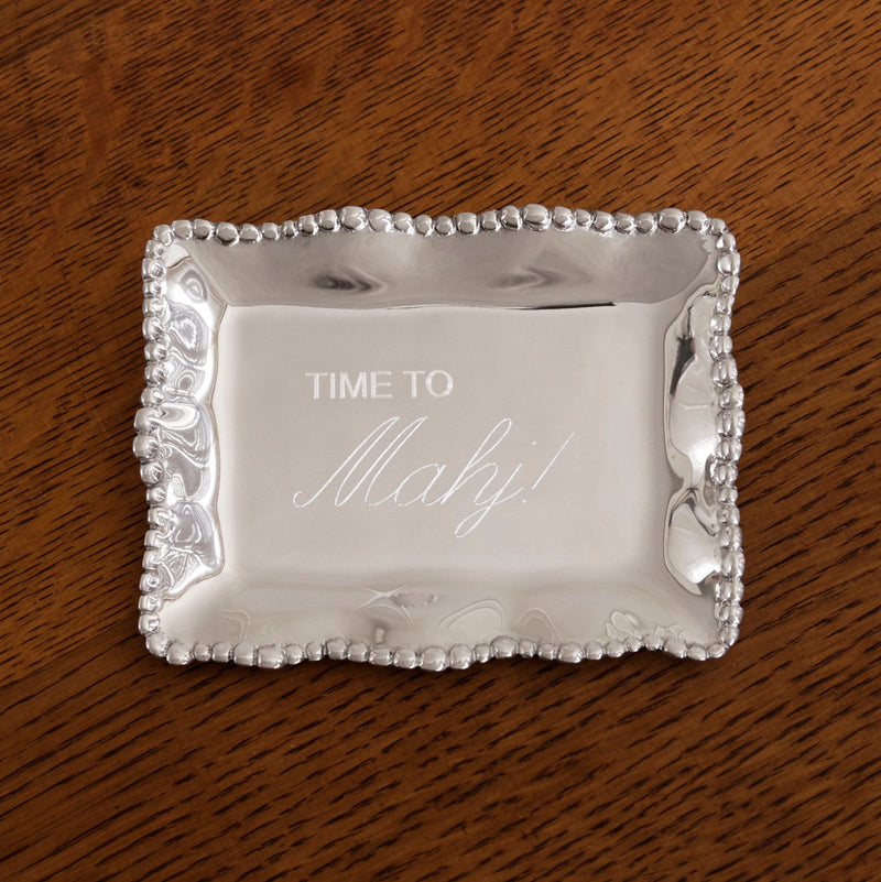 GIFTABLES Organic Pearl Rectangular Engraved Tray 