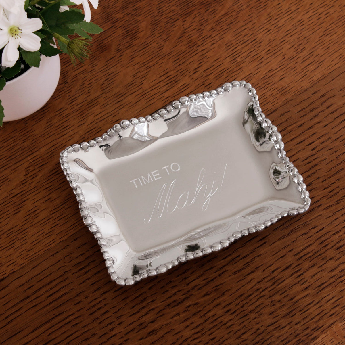 GIFTABLES Organic Pearl Rectangular Engraved Tray 