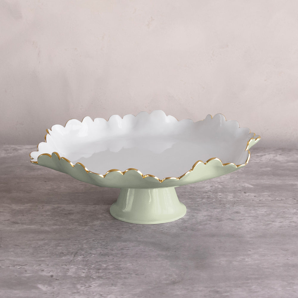 ENCANTO Colette Pedestal Cake Plate (Pistachio and White)