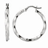Sterling Silver Large Puff Twist Hoop Earrings